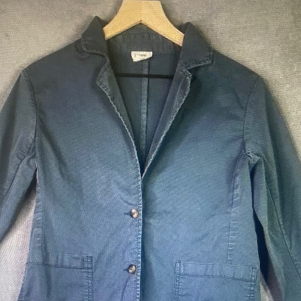 Pact Boulevard Blazer Womens Small Blue Organic Cotton Casual Stretch Jacket